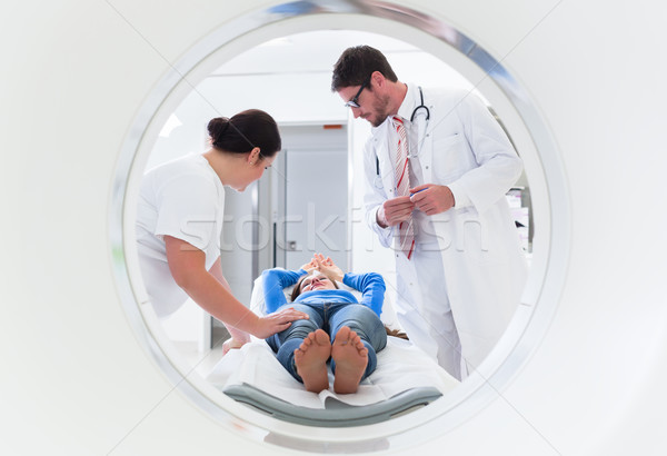 Doctor, nurse, and patient at CT scan Stock photo © Kzenon