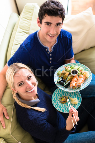 Portret gelukkig eten traditioneel Stockfoto © Kzenon