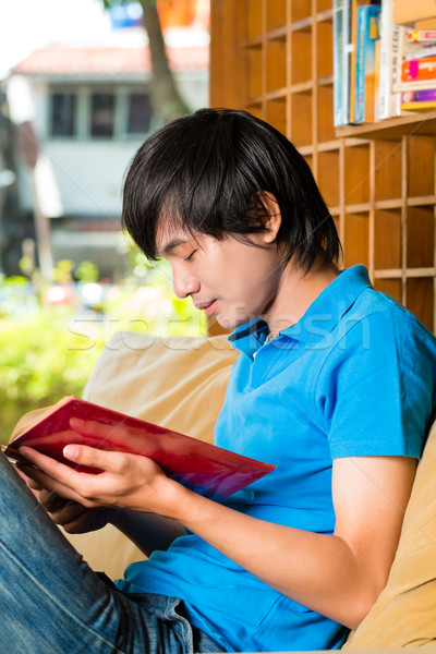 Foto stock: Asia · estudiante · lectura · libro · libro · de · texto · aprendizaje