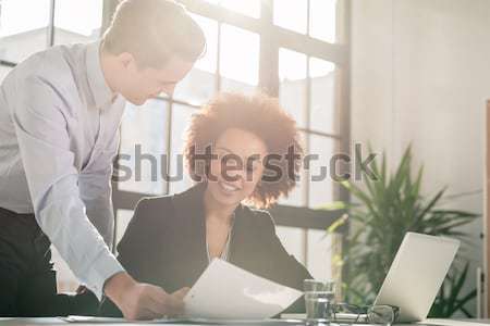 Homme d'affaires collègue document heureux imprimé [[stock_photo]] © Kzenon