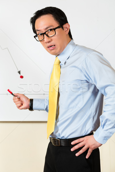 Asian Chinese Business Manager presenting bad forecast Stock photo © Kzenon