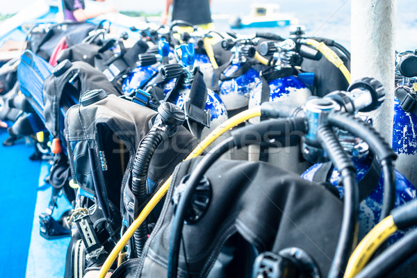 Boat carrying oxygen flasks for scuba diving Stock photo © Kzenon