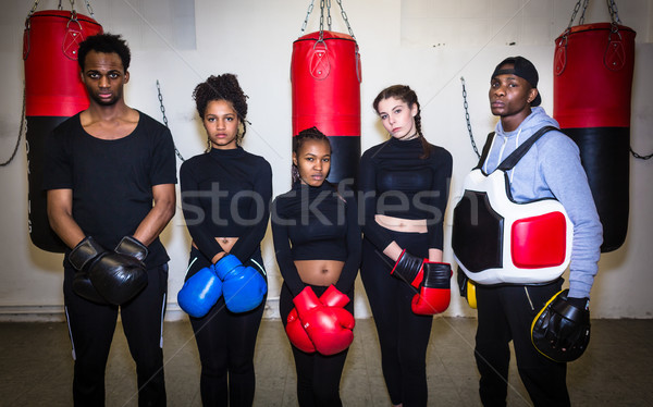 Stockfoto: Portret · vier · jonge · vastbesloten · ervaren