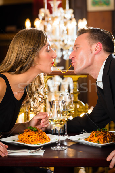 happy couple have a romantic date in restaurant Stock photo © Kzenon
