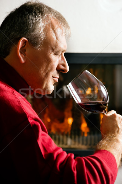 Man drinking red wine Stock photo © Kzenon