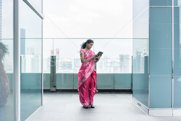 小さな インド 女性 テラス 風の強い ストックフォト © Kzenon