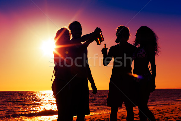 Сток-фото: люди · вечеринка · пляж · напитки · два · пары