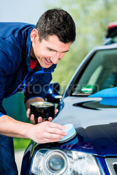Férfi törölköző felület autó fiatalember puha Stock fotó © Kzenon