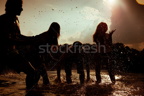 Carefree summer - friends in silhouette Stock photo © Kzenon
