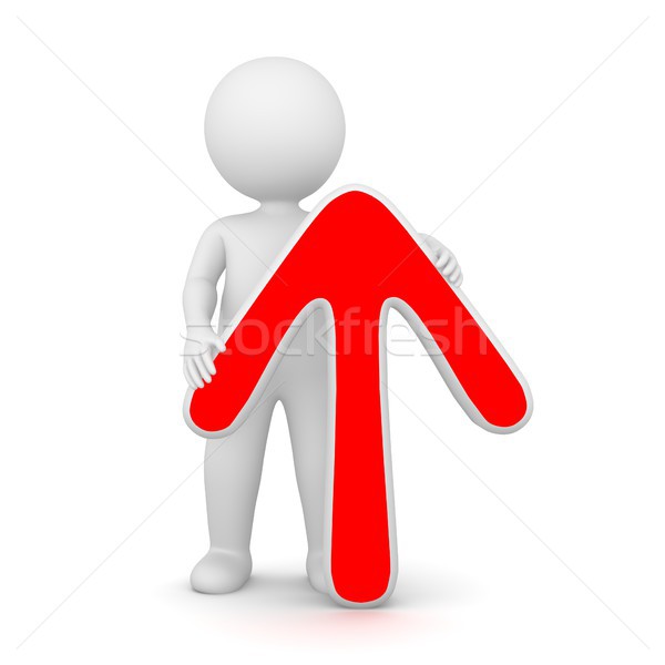 3D Rendering of a man holding a red up arrow Stock photo © Kzenon