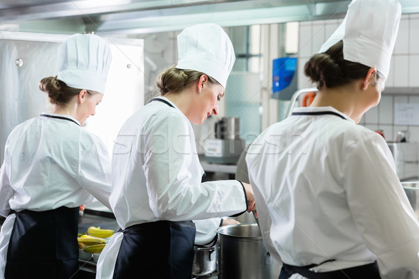 Female Chefs working in industrial kitchen Stock photo © Kzenon