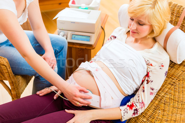 Midwife seeing mother for pregnancy CTG examination Stock photo © Kzenon