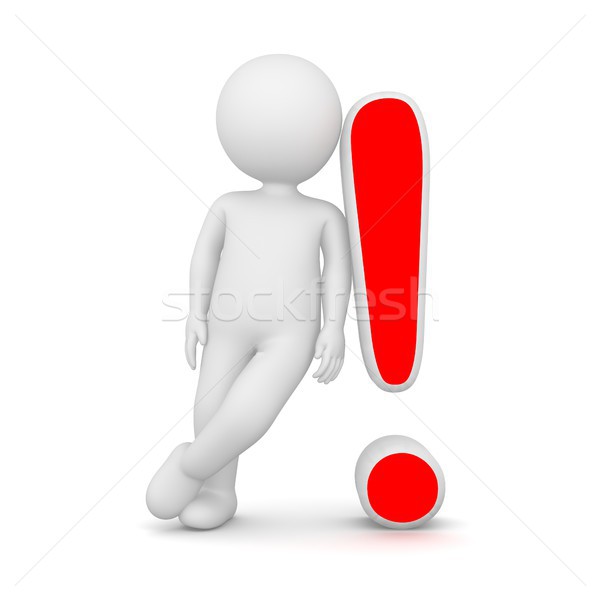 3D Rendering of a man leaning on a red exclamation mark Stock photo © Kzenon