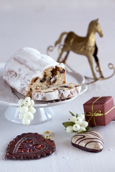 Stock photo: Christmas cake stollen (keks) and gingerbread
