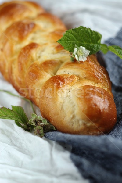 Bloemen voedsel tabel brood diner witte Stockfoto © laciatek