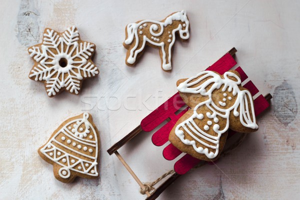 Tradicional sabroso Navidad pan de jengibre ángel caballo Foto stock © laciatek
