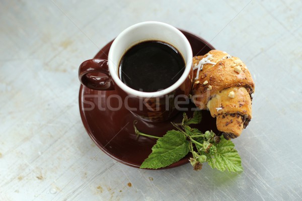Espresso żywności szkła ciasto Kafejka czarny Zdjęcia stock © laciatek