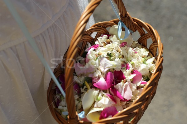 wicker basket with flowers petals Stock photo © laciatek