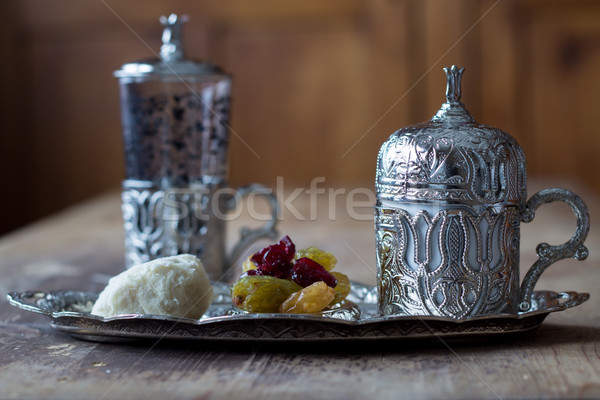 Turkish coffee, pişmaniye and sweetmeats Stock photo © laciatek