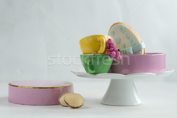 Easter cake - mazurek and easter candies  Stock photo © laciatek