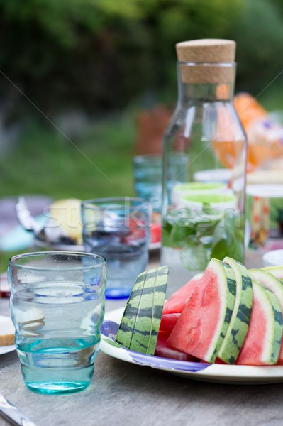 watermelon slice on the garden party Stock photo © laciatek