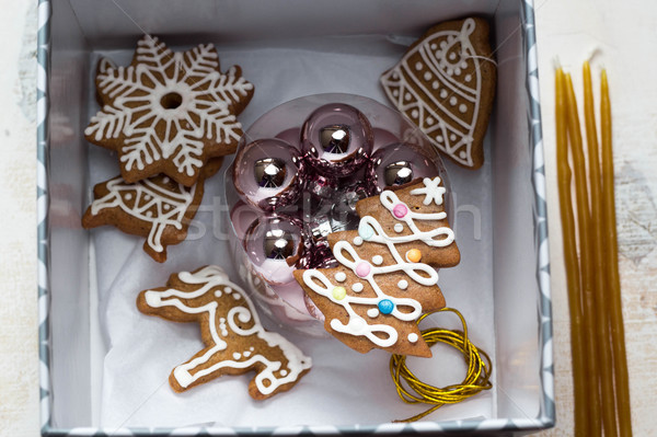 Stok fotoğraf: Kutu · Noel · zencefilli · çörek · süslemeleri · gıda