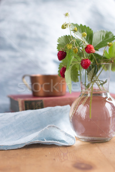 woodland strawberry in a glas vase Stock photo © laciatek