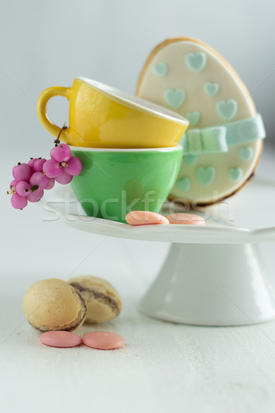Easter cake - mazurek and easter candies Stock photo © laciatek