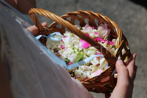 wicker basket with flowers petals Stock photo © laciatek