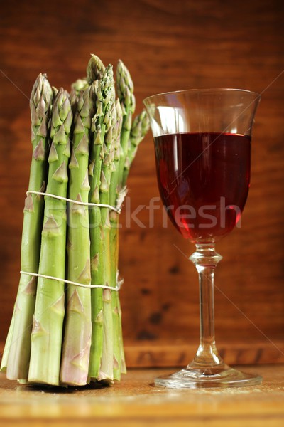 Green asparagus and pink wine  Stock photo © laciatek