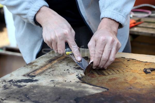 Möbel Restaurierung Holz Technologie weiß Geschichte Stock foto © laciatek