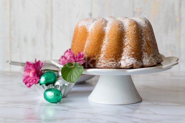 Pound cake and easter eggs Stock photo © laciatek