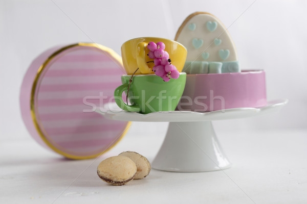 Easter cake - mazurek and easter candies  Stock photo © laciatek