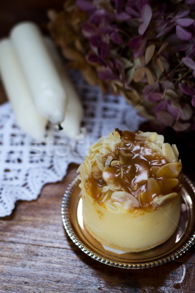 Caramelo tarta de queso fondo torta mesa queso Foto stock © laciatek