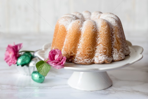 Pound cake and easter eggs Stock photo © laciatek