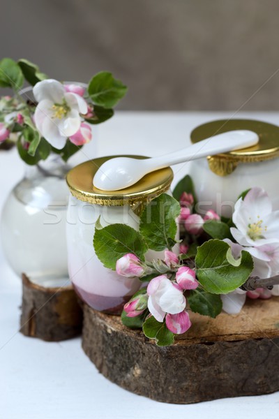 Stock photo: yogurt and apple twigs