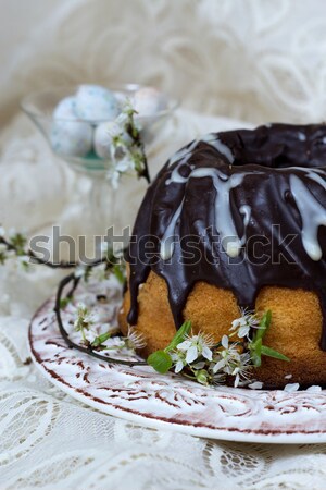 Easter cake and chocolate eggs Stock photo © laciatek