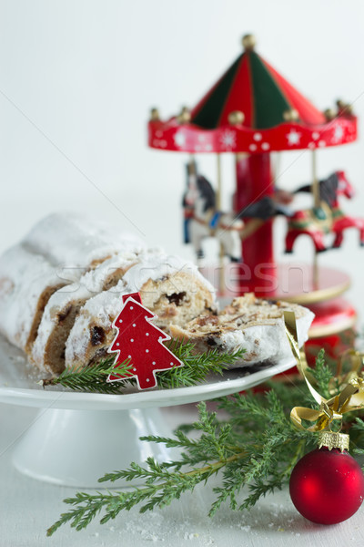 Karácsony torta csecsebecse körhinta zene doboz Stock fotó © laciatek