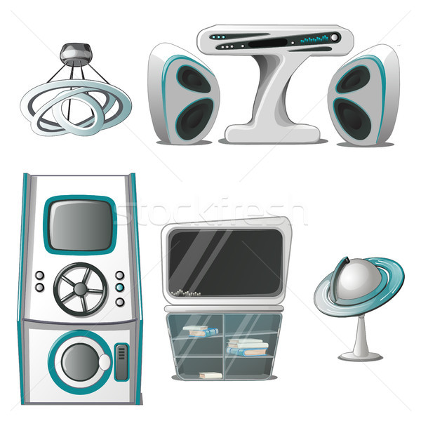 Foto stock: Conjunto · interior · eletrônico · equipamento · estilo · isolado