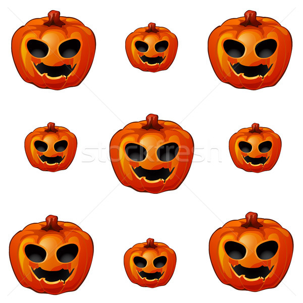 Set of ripe pumpkin with eyes and mouth, Jack-o-Lanterns. Attribute of the holiday of Halloween. Ske Stock photo © Lady-Luck