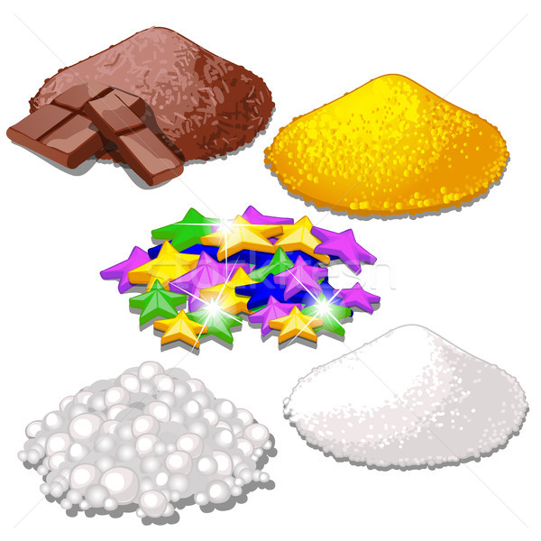 Set of handful of bright colorful food candy sprinkles for festive desserts isolated on white. Sampl Stock photo © Lady-Luck