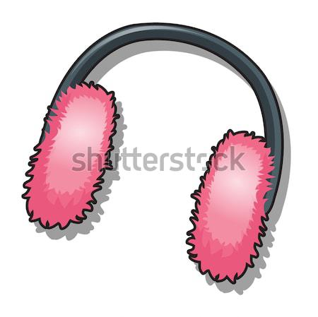 Red winter earmuffs isolated on white background. Stylish and trendy accessories. Vector cartoon clo Stock photo © Lady-Luck