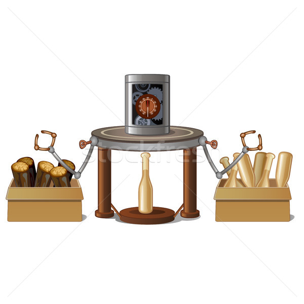 Fancy automated equipment for the production of baseball bats isolated on white background. Vector c Stock photo © Lady-Luck
