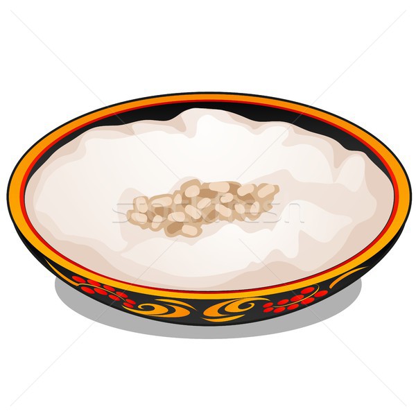 Plate with Russian traditional ornament with germinated seeds isolated on white background. Vector c Stock photo © Lady-Luck