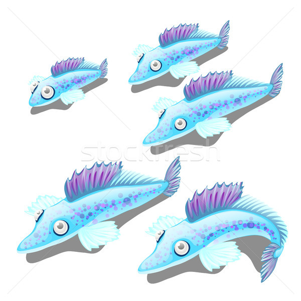 Stock photo: Set of cartoon fish isolated on white background. Vector cartoon close-up illustration.