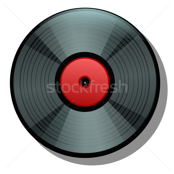 Black cartoon vinyl record isolated on white background. Vector illustration. Stock photo © Lady-Luck