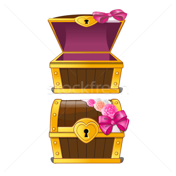 Elegant treasure chest decorated with flower buds. Vector illustration. Stock photo © Lady-Luck