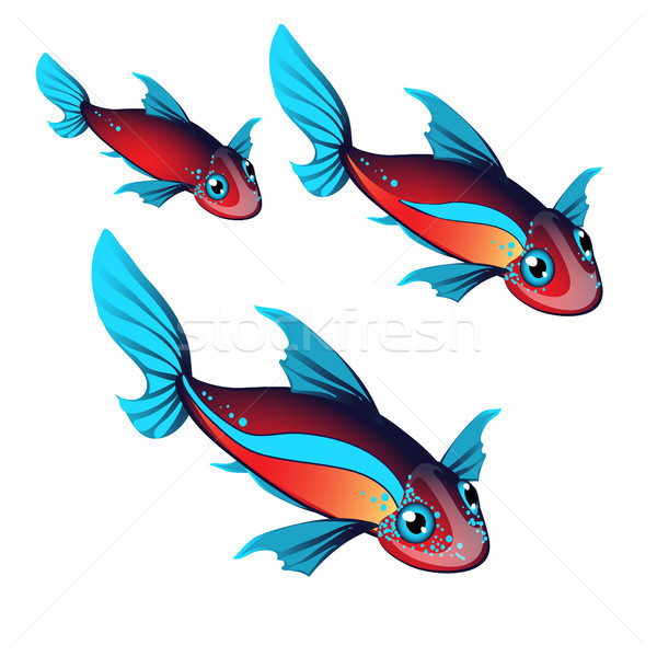 Set fantasy animals with ears and fins isolated on white background. Vector illustration. Stock photo © Lady-Luck