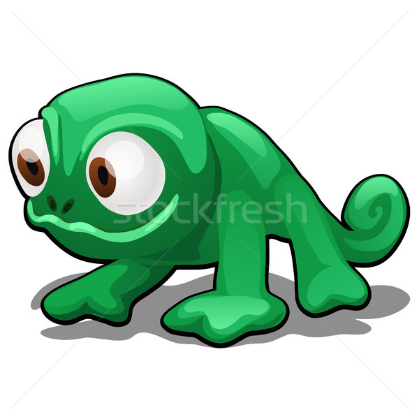 Animated cartoon tropical toy animal chameleon isolated on white background. Vector illustration. Stock photo © Lady-Luck