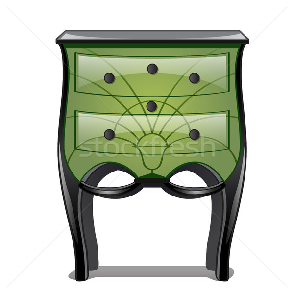 Green bedside table in vintage style isolated on white background. Vector illustration. Stock photo © Lady-Luck